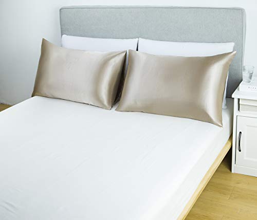 Lanest Housing Satin-Silk Pillowcase King, Beige Satin Pillowcase for Hair and Skin, Breathable, Super Soft, Cooling Pillow case King Size, Taupe