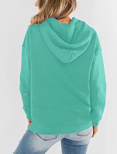 Lacozy Women's Mama Graphic Shirt Casual Pullover Hoodie Long Sleeve Sweatshirts Tunic Tops With Pocket Blue Green Medium #TOP2