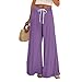 Women Summer Boho Palazzo Flowy Pants 2026 High Waist Wide Leg Floral Casual Trendy Beach Lounge Trousers with Pockets（1-Purple,XX-Large）