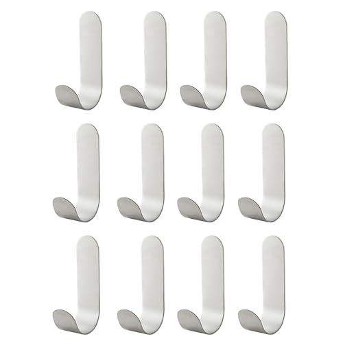 Ganchos Adhesivos para Pared, 12 Piezas Colgadores pared Adhesivos, Ganchos Adhesivos De Acero Inoxidable, Colgadores De Pared Adhesivos, Colgador Toalla Baño, Percha Adhesivas Sin Taladro