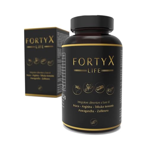 Fortyx 60 Cps Integratore Sessuale Uomo, Booster Supporto Naturale Testosterone, Vasodilatatore, Energia Libido Performance, Con Maca Peruviana, Tribulus Terrestris, Arginina, Citrullina,Ginseng,Zinco