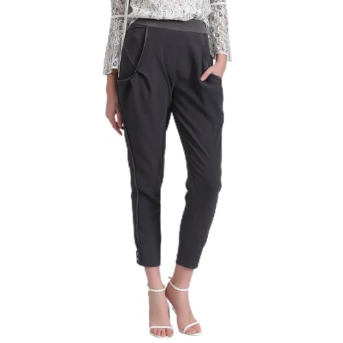 Pantalon fuselé bi-matières pour affiner la silhouette sans serrer la taille