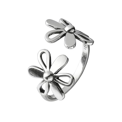 Bague marguerite ajustable argent 925, anneau anti-gonflement pour femme