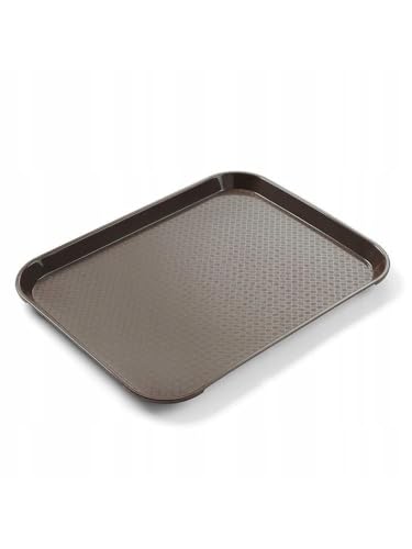 HENDI Bandeja de Servicio, pequeña, Rectangular, Multiusos, Bandeja para Servir Comida rápida, Bebidas, Fast Food, Bandeja de Cocina, 256x345x(H) 20mm, marrón, Polipropileno
