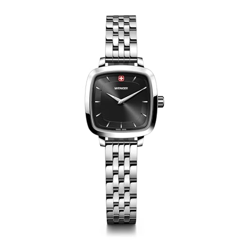 WENGER Reloj de Mujer Vintage Clásico (27 mm) Esfera Negro/Correa Acero Inoxidable 01.1911.102 WENGER Reloj de Mujer Vintage Clásico (27 mm) Esfera Negro/Correa Acero Inoxidable 01.1911.102