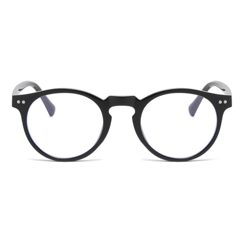 Image of Gleyemor Blue Light Glasses for Men Women, Round Blue Light Blocking Computer Glasses Daily UV400 Protection Eyeglasses (Black)