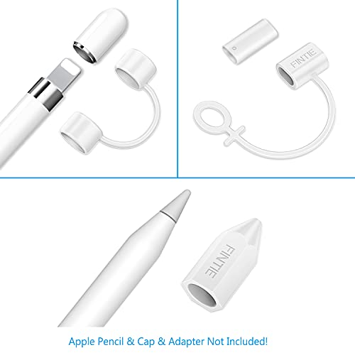 Fintie 3 Pieces Silicone Bundle Compatible With Apple Pencil 1St Generation, Soft Protective Cover Accessories Pencil Cap Holder With Nib Cover, Cable Adapter Tether, White #TOP6