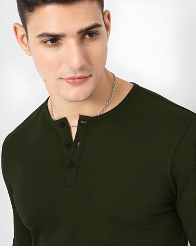 Image of LAZYCHUNKS Luxury Men's Full Sleeve Henley T-Shirt - Soft, Breathable, Stylish (Men's Henley T-Shirt), Great for Party and Casual wear