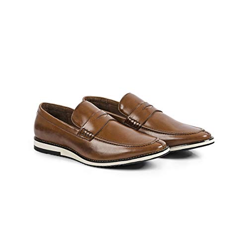 Sapato Casual Masculino Loafer Couro Legítimo Italy Reverso - 1104 - Caramelo Cor:Marrom;Tamanho:37