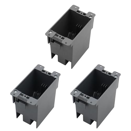 1-Gang Old Work Outlet Box, Gray PVC Plastic 20 Cubic Inch Junction Box, ETL Listed &amp; AWG Certified, for Indoor &amp; Outdoor Use,Fire Rated for Two Hours (3 Pack)