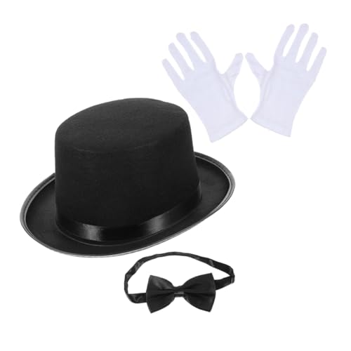 KOMBIUDA Deluxe Detective Accessories Set Top Hat Bow Tie Gloves for Halloween Cosplay