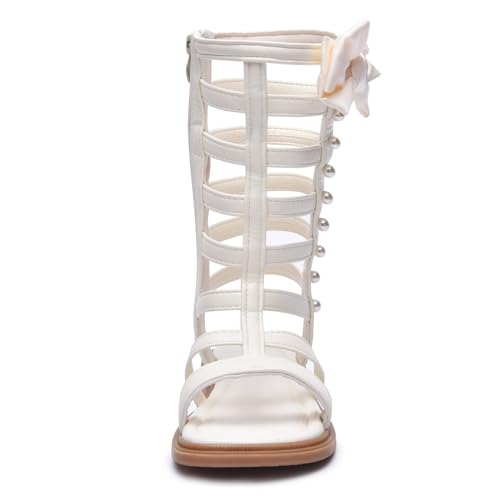 Image of Skeblo Girls Rivet Gladiator Sandals Summer Princess Dress Strappy Flats Zip Up Boots Shoes