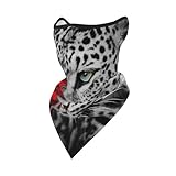 Winddichte Maske mit Leopardenmuster und roter Rose, Halswärmer, Winter-Motorradgesichtsschutz