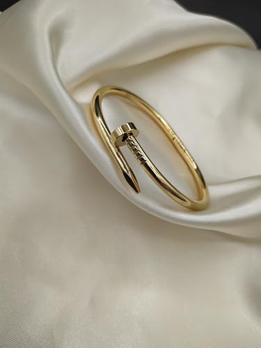 Gold Nail Shaped Bracelet for Women – Adjustable Minimalist Stainless Steel Bangle, Hypoallergenic Dainty Jewelry, Elegant Everyday and Formal Accessory,gold nail model bracelet4