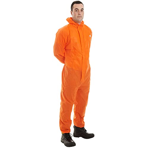 Expert Workwear Disposable SMS Coverall CAT 3 Type 5/6 Hooded Overall Protective Suit Boilersuit Hygiene Paint