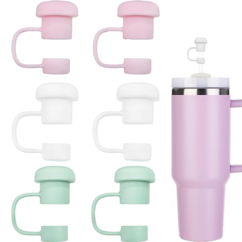 6Stück Strohhalm Abdeckung für Stanley Cup Zubehör 10mm Staubdichte Silikonmaterial Strohhalm Zubehör Strohhalme Abdeckung Accessories für Stanley Tumbler Zubehör