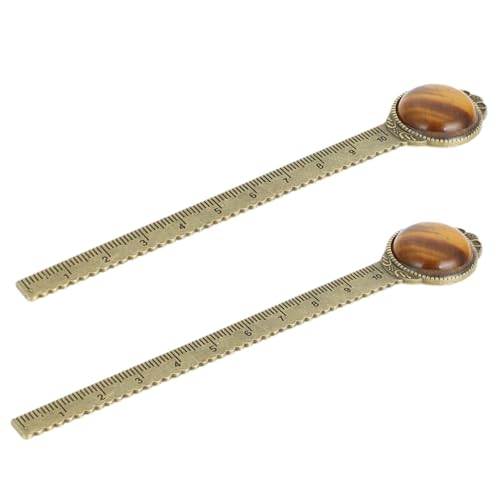 jojofuny 2個 天然水晶半宝石尺子しおり 合製ブックマーク定規 軽量コンパクトで持ち運び便利 学生の試験学習や読書用装飾に 耐久性に優れ長