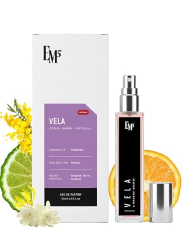 Image of EM5 Vela EDP Perfume for Women | Citrus Patchouli Woody Fragrance | Strong & Long Lasting Spray | Luxury Gift for Her | 15ml
