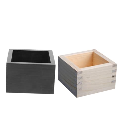 CONGARTENO 2pcs Box Wooden Sake Cup Japanese Tea Cup Masu Cups Square Sake Boxes Square Boxes Square Sake Cups Ochako Cups Portable Sake Cup Container Sake Glasses Portable Cup Container