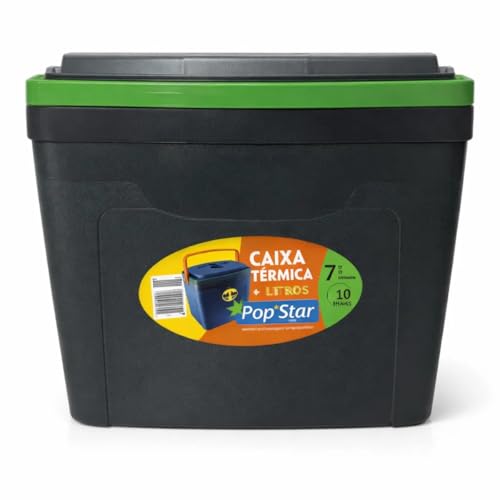 Caixa Térmica Cooler Grande 7 Litros Portátil Preta e Verde Conserva Bebidas e Alimentos Resistente Minha Casa Buritis
