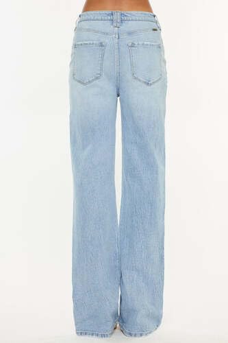 Kan Can Women's Distressed High Waist Straight Jeans2