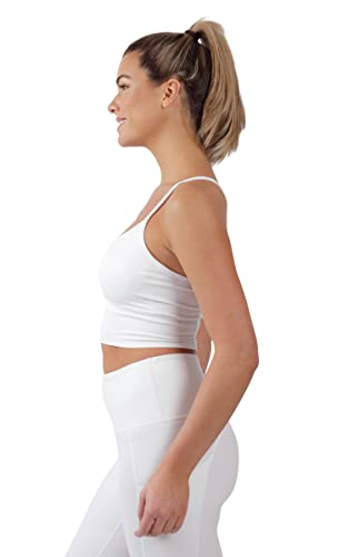 90 Degree By Reflex Womens Seamless Cami Longline Bra - Round Neck Workout Racerback Tank Top - 2 Pack White/Black - Xl #TOP2