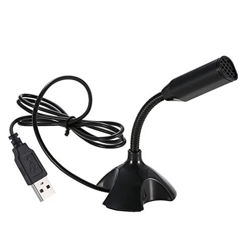 USB Desktop Computer Mini Microphone,Plug&Play Condenser PC Laptop Mic Microphone,Compatible with Windows/Mac,Ideal for YouTube,Recording,Meeting,Online Class,Skype,Games,With Adjustable Stand(Black).