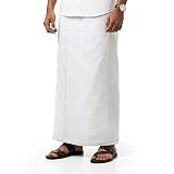 White Cotton Dhoti Single Layer Men’s Indian Traditional Style Veshti Mundu for Pooja Temple Wear Wedding...