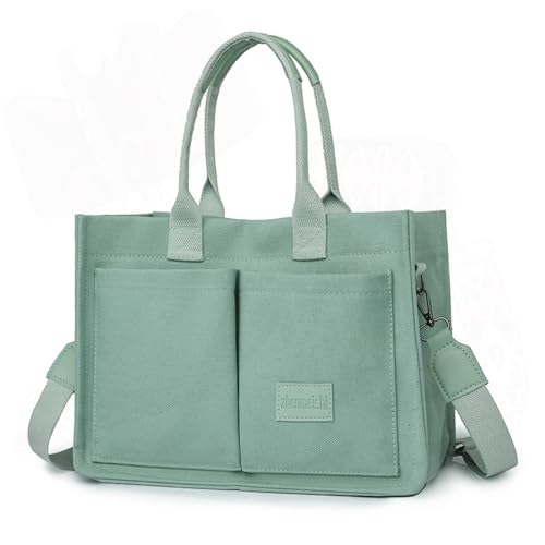 Image of Cherry Tote Bag for Women Canvas Patched Purse Cute Shoulder Bag Multi-Pocket Satchel Handbag for work travel