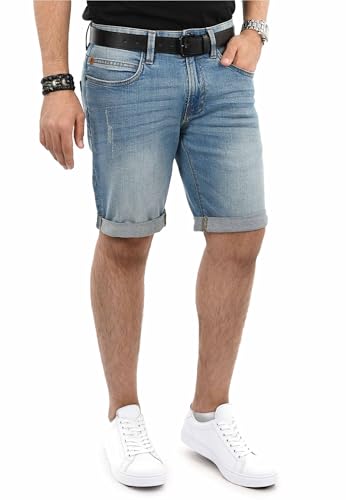 Indicode Herren Kurze Jeans (S-3XL) Regular Fit Stretch Hosen - 98% Baumwolle, Leichte, Atmungsaktive, Sommer Shorts Männer - B797 Blau X-Large