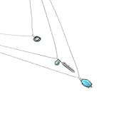 Sujarfla Women Multi-layer alloy Coin Feather Long Pendant Necklace