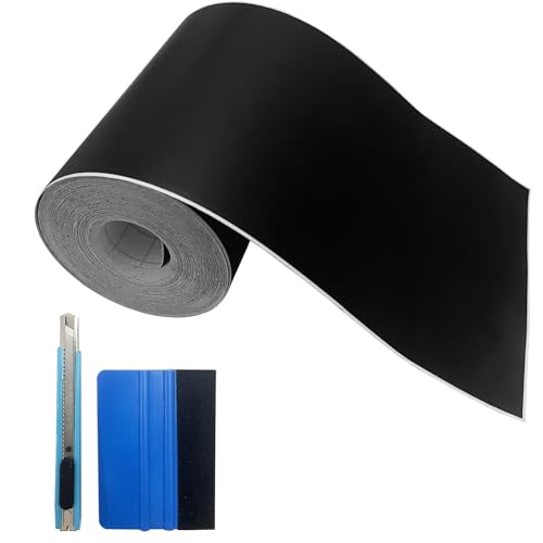 MFQNENLK Matte Black Vinyl Tape for Black Out Chrome Delete Window Trim, Matte Black Vinyl Wrap Roll, Self-Adhesive Car Chrome Door Trim Delete Tape DIY Film with Tool Kit (4 inches x 30 feet)