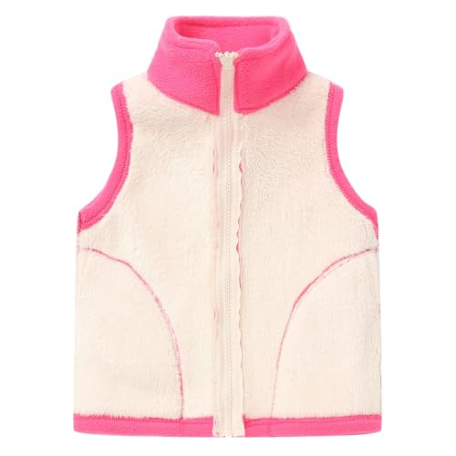 Image of LittleSpring Kids Fleece Vest with Fur Lined Zip Up Warm Thickening Winter Sleeveless Jacket