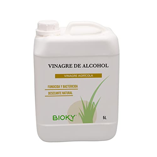 Bioky® Vinagre de Alcohol Concentrado 5L – Herbicida Total Natural de Vinagre - Elimina malas hierbas - Agricultura Ecológica - Desincrustante Calcáreo – Sin Residuo - Desecante y Bactericida (5L)