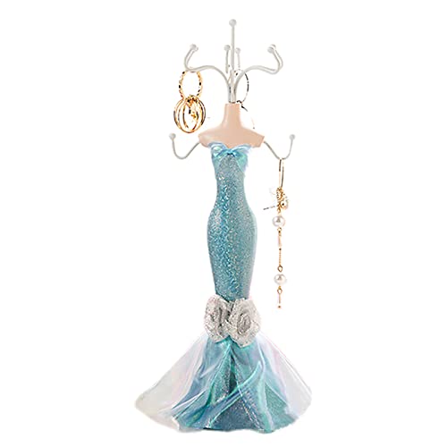 HLTER Schmuckständer, 27,9 cm, Schaufensterpuppe, blau, Dame, Figur, Schmuckständer, Halskette, Ringhalter, Ohrringe, Armband, Organizer, Kunstharz, Basteln, Dekoration für Zuhause Cover