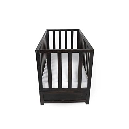 Image of Wakefit Baby Cot | 1 Year Warranty | Baby Cot Bed, Wooden Cradle for Baby, Cribs & Cots Furniture - Elsa (Sheesham Wood, American Walnut, with 2-Drawer Storage)