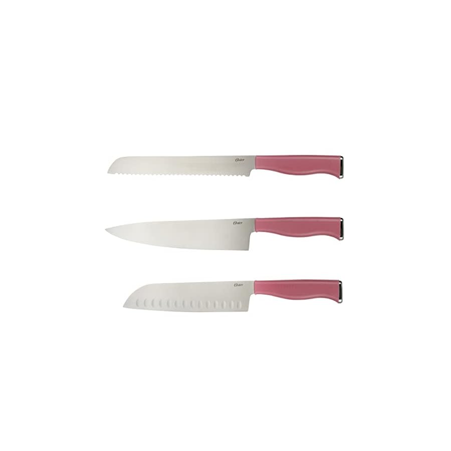 Oster Langmore 15 Piece Stainless Steel Cutlery Knife Block Set W/Black Box – Purple