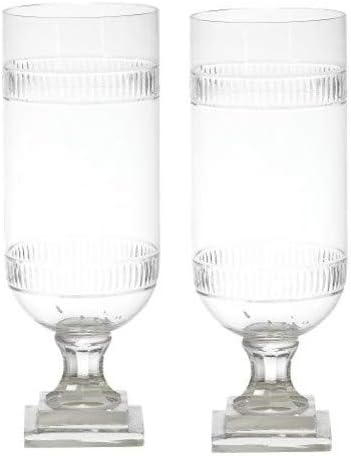 Glass Tiffany Cut Hurricanes (Set of 2)