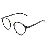 Glasses Queen 201565 Vintage Inspired Horned Rim Metal Bridge Clear Lens Eye Glasses,Shiny Black