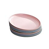 [ハッピー・ライフ] Happylife プレート お皿 プラスチック 丸皿 食器セット 電子レンジ温め対応 食洗機対応 おしゃれ 北欧 ランチプレートケーキ皿 デザートプレート サラダプレート 8枚セット(S/ランダム出荷)