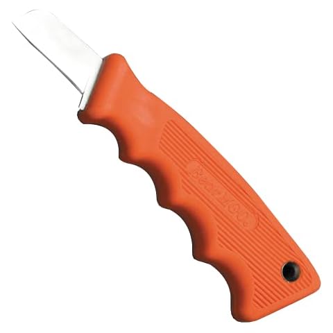 Bear & Son 6 1/2" Powergrip Kraton Fixed Blade Utility Knife, High Carbon Stainless Steel, Orange Kraton Handle Electrician Knife with Sheath (466 1/4) Cover