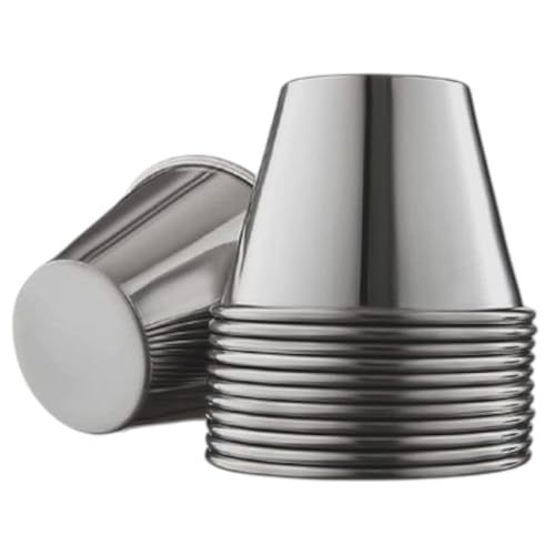 Juego de 12 moldes de 7 cm de diámetro, molde individual para pudin, moldes para muffins, moldes de brida de acero inoxidable, 7 cm de diámetro, cuencos para salsas de acero inoxidable, tazones para