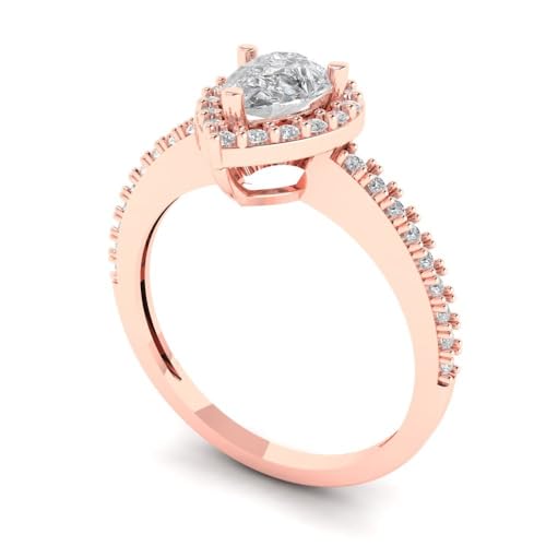 Clara Pucci 1.32 ct Pear Cut Moissanite 14k Rose Gold Halo Solitaire with Accents Wedding Engagement Bridal Promise Ring2