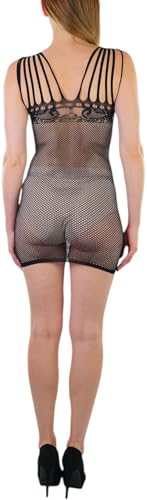 Image of ToBeInStyle Women's Stretch See Through Fishnet Novelty Mini Rave Party Dress