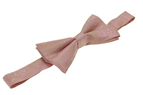 Mens Silk Paisley Bowtie Set : Pretied Bow Ties With Matching Pocket Square (Rose Gold) #TOP2