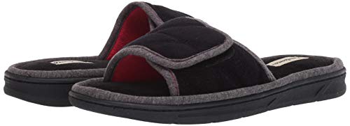 Dearfoams Mens Cooper Quilted Terry Adjustable Slide Slipper, Black, Medium Us #TOP5