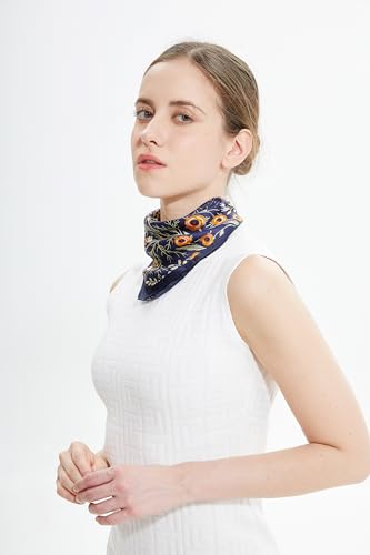 MEISEE 100% Mulberry Silk Scarfs Small Square Scarf 21" x 21" Neck Scarf Breathable Lightweight for Women Gift Packed4