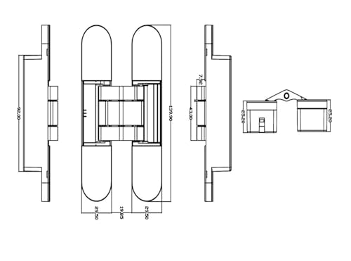 Charnière de porte invisible 3D dissimulée pour rénovation moderne