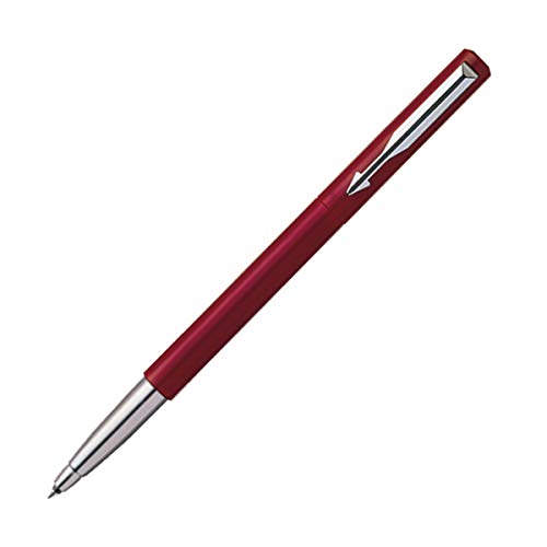 Image of Parker Vector Spark Black Special Edition Roller Ball Pen Gift Set - with Round Key Chain Moments Vector Standard Chrome Trim Roller Ball Pen (Red)