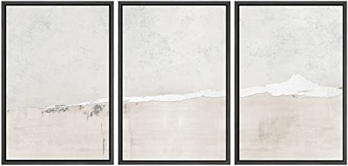 SIGNWIN Framed Canvas Print Wall Art Set Industrial Grunge White Gray Landscape Shapes Abstract Illustrations Modern Art Decorative Nordic Zen for Living Room, Bedroom, Office - 24"x36"x3 Black